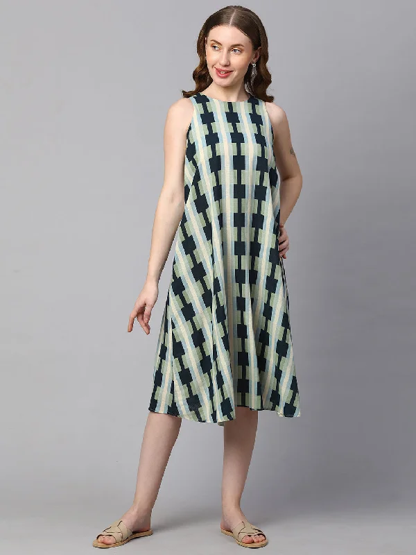Trendsetting women’s clothing for fashion lovers   Women's Blue Cotton Flax A Line Dress