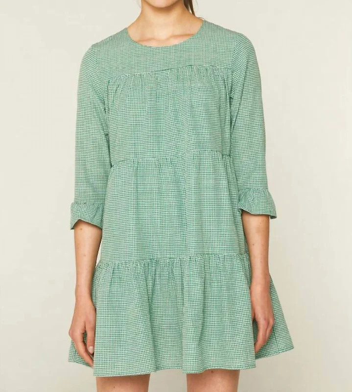 Versatile fashion options for every occasion   Gingham Mini A Line Dress In Green