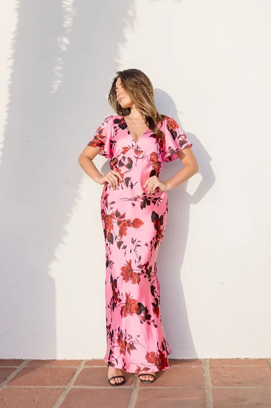 Look and feel your best in our women’s wear Carol Short Flutter Sleeve Floral Print Maxi Dress Pink Look and feel your best in our women’s wear Carol Short Flutter Sleeve Floral Print Maxi Dress Pink
