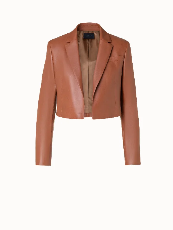 Stylish clothing designed to flatter every woman   Cropped Leather Jacket with Lapel