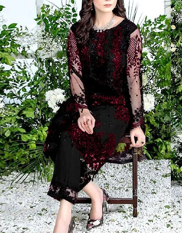 Feminine and fashionable clothing for every wardrobe   2-Piece Embroidered Fancy Net Party Wear Dress 2024 (DZ15259)