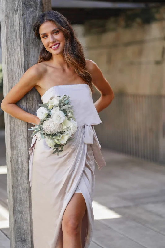 Curated collections for modern, fashionable women Fleur Strapless Dress - Champagne Curated collections for modern, fashionable women Fleur Strapless Dress - Champagne