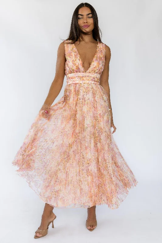 Sustainable fashion for stylish women   Malena Floral V-Neck Maxi Dress - Final Sale