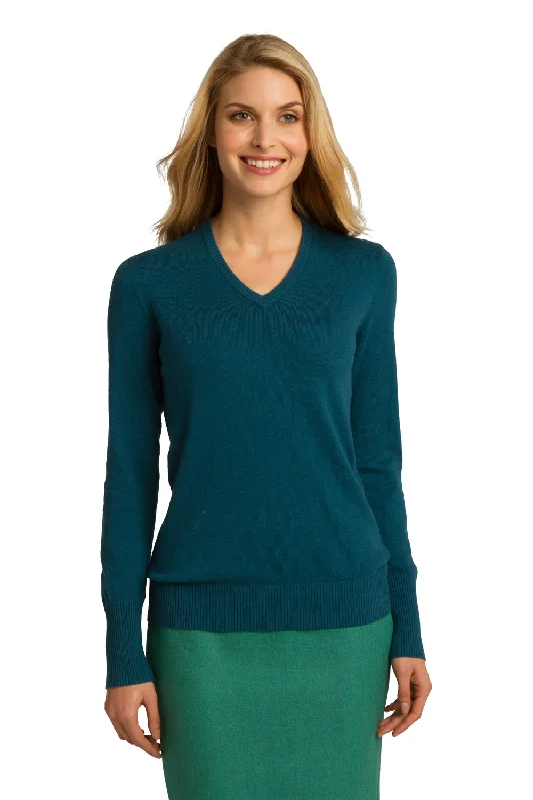 Port Authority Womens Long Sleeve V-Neck Sweater - Moroccan Blue