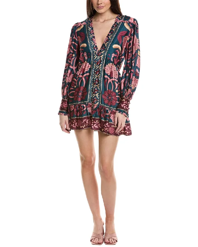Stylish plus-size clothing for women   FARM Rio Seasheel Tapestry Mini Dress