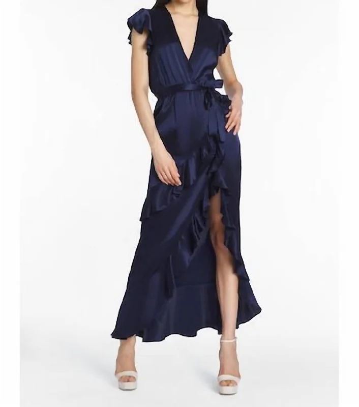 A perfect wardrobe for fashionable women   Johanna Silk Maxi Dress In Imperial