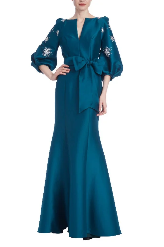 Stylish and comfortable outfits for women   Mikado Shirt Maxi Dress In Teal
