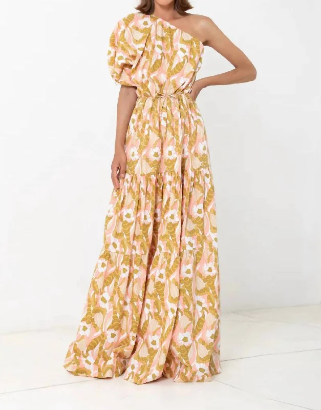 Women’s clothing that fits your personality and style   One Shoulder Puff Sleeve Maxi Dress In Duomo