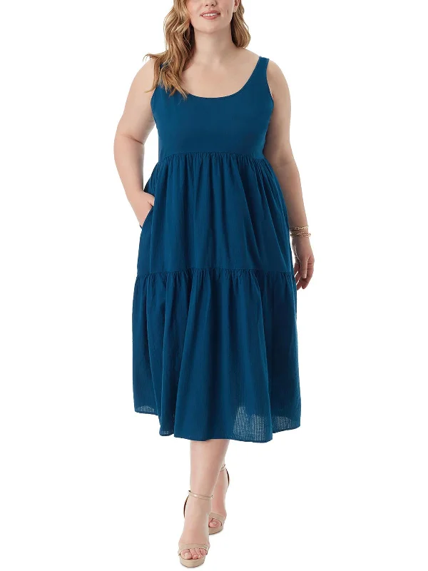 Women’s clothing that combines comfort and style   Plus Cheryl Womens Tiered Seersucker Maxi Dress