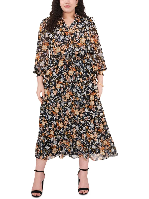 Bold fashion choices for the confident woman   Plus Womens Chiffon Floral Maxi Dress