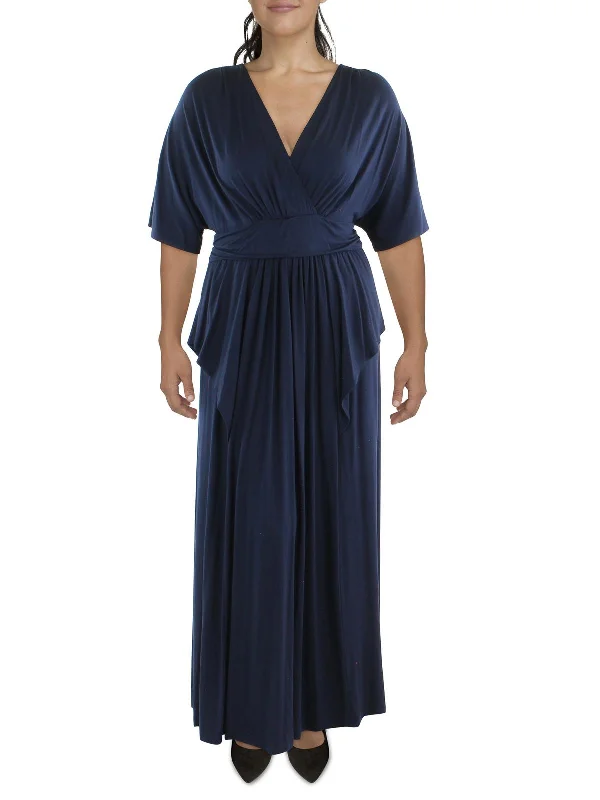 Feminine and fashionable clothing for every wardrobe   Plus Womens Knit V-Neck Maxi Dress