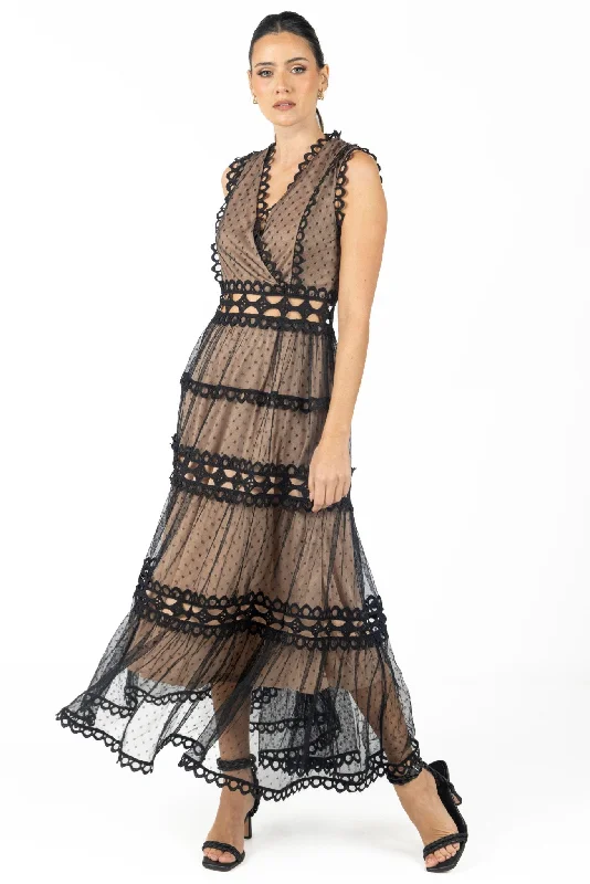 Elevate your look with premium women’s wear   Serena Black Lace Maxi Dress
