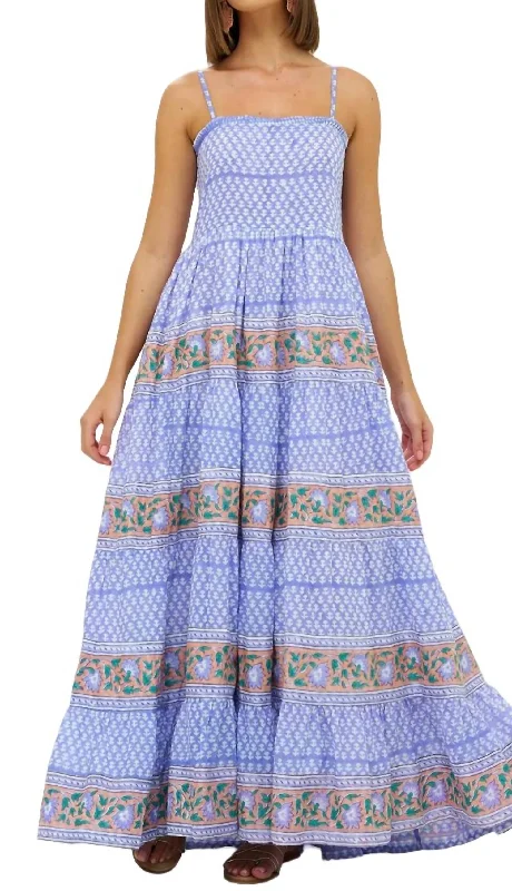 Stylish women’s clothing designed for comfort   Smocked Back Maxi Dress In Campania Peri
