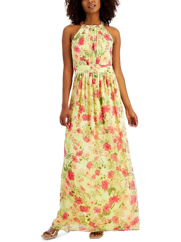 Sporty-chic women’s apparel for active lifestyles   Womens Floral Print Halter Maxi Dress