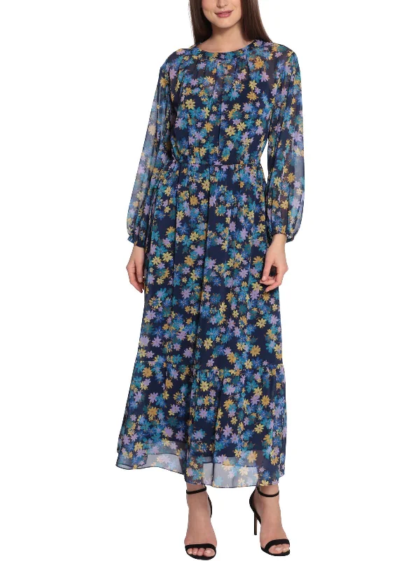 Elegant casual clothing for modern women   Womens Floral Ruched Maxi Dress