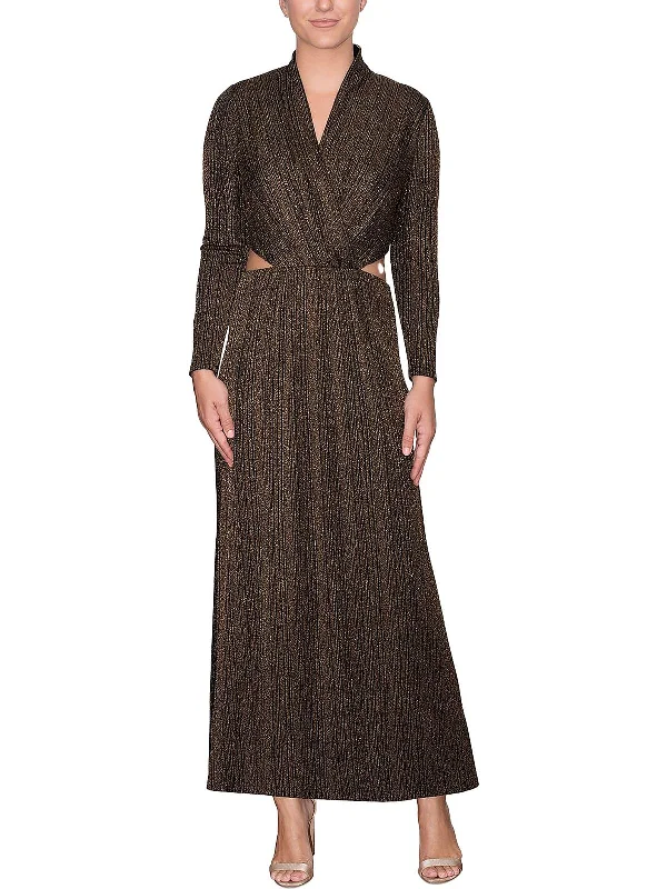 Chic, modern fashion for empowered women   Womens Metallic Cut-Out Maxi Dress