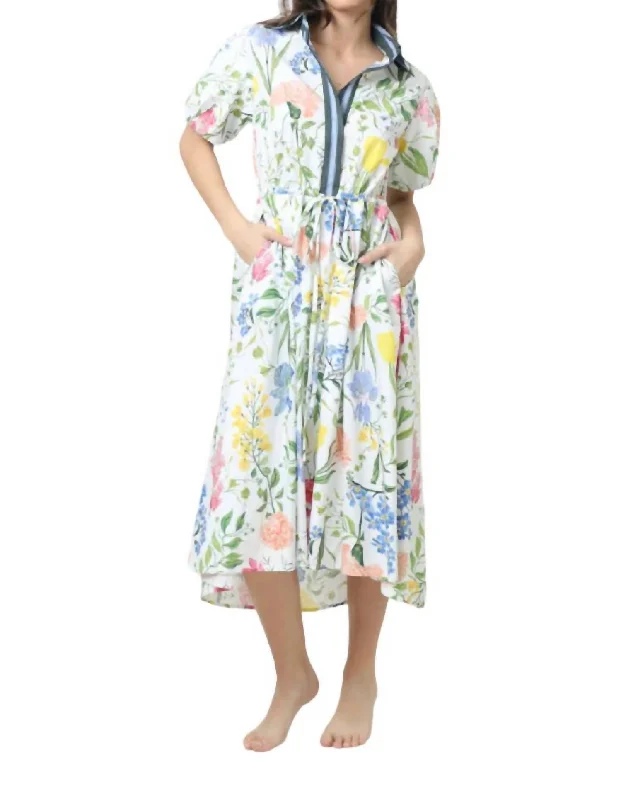 Everyday essentials for a stylish wardrobe   Danielle Midi Dress In Multi Garden White