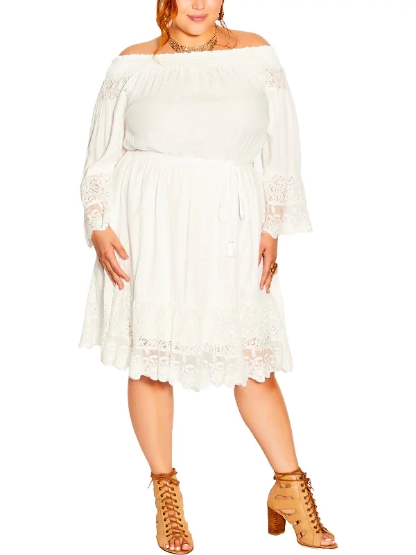 Feminine silhouettes for the modern woman   Plus Sweet Spirit Womens Crochet Viscose Midi Dress
