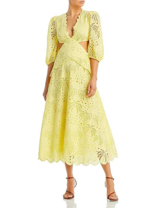 Timeless women’s fashion for any occasion   Womens Cut-Out Eyelet Midi Dress