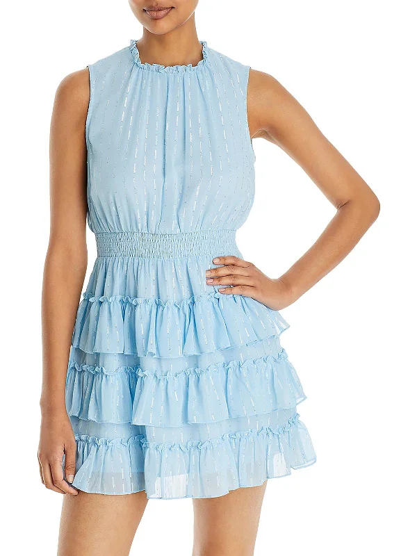 Feminine and fashionable clothing for every wardrobe   Womens Metallic Chiffon Midi Dress