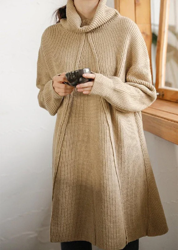 Classic pieces for a timeless wardrobe   Cozy beige gray top silhouette high neck thick oversize sweaters