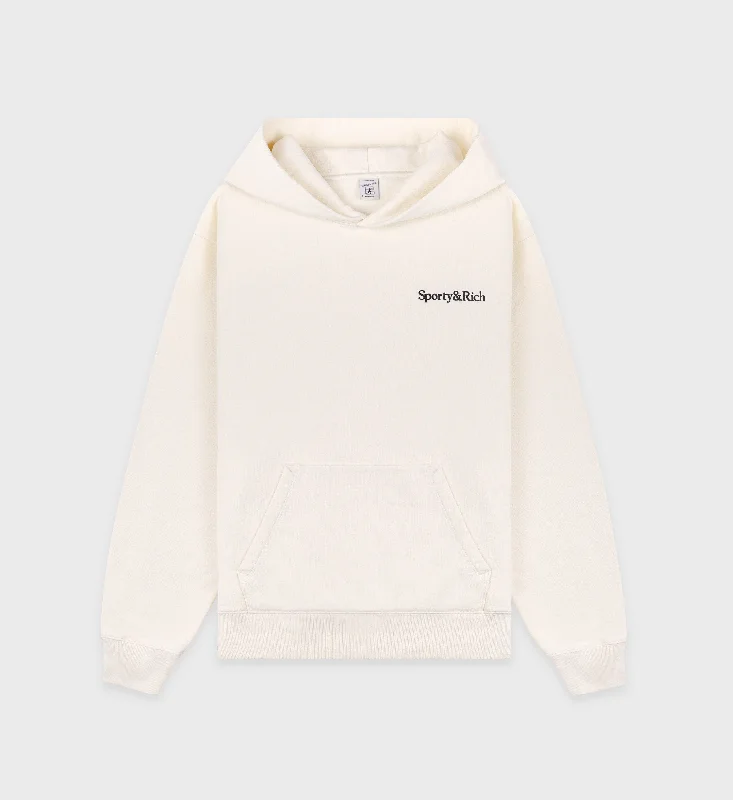 Serif Logo Hoodie - Cream/Navy