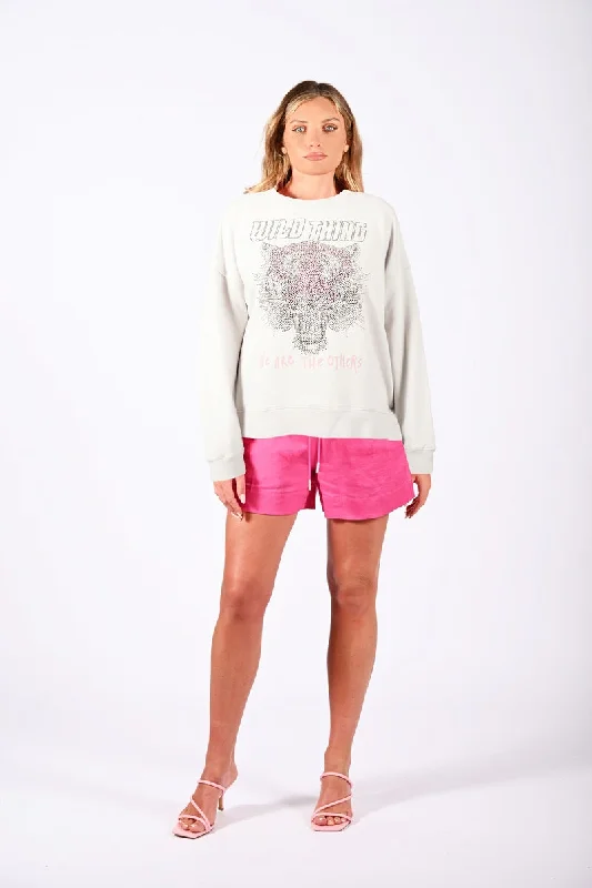 The Others - The Slouch Sweat - Vintage White Wild Tiger Diamonte