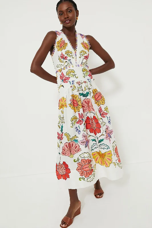 Versatile outfits to transition from day to night Floral Insects Off White Sleeveless Maxi Dress Versatile outfits to transition from day to night Floral Insects Off White Sleeveless Maxi Dress