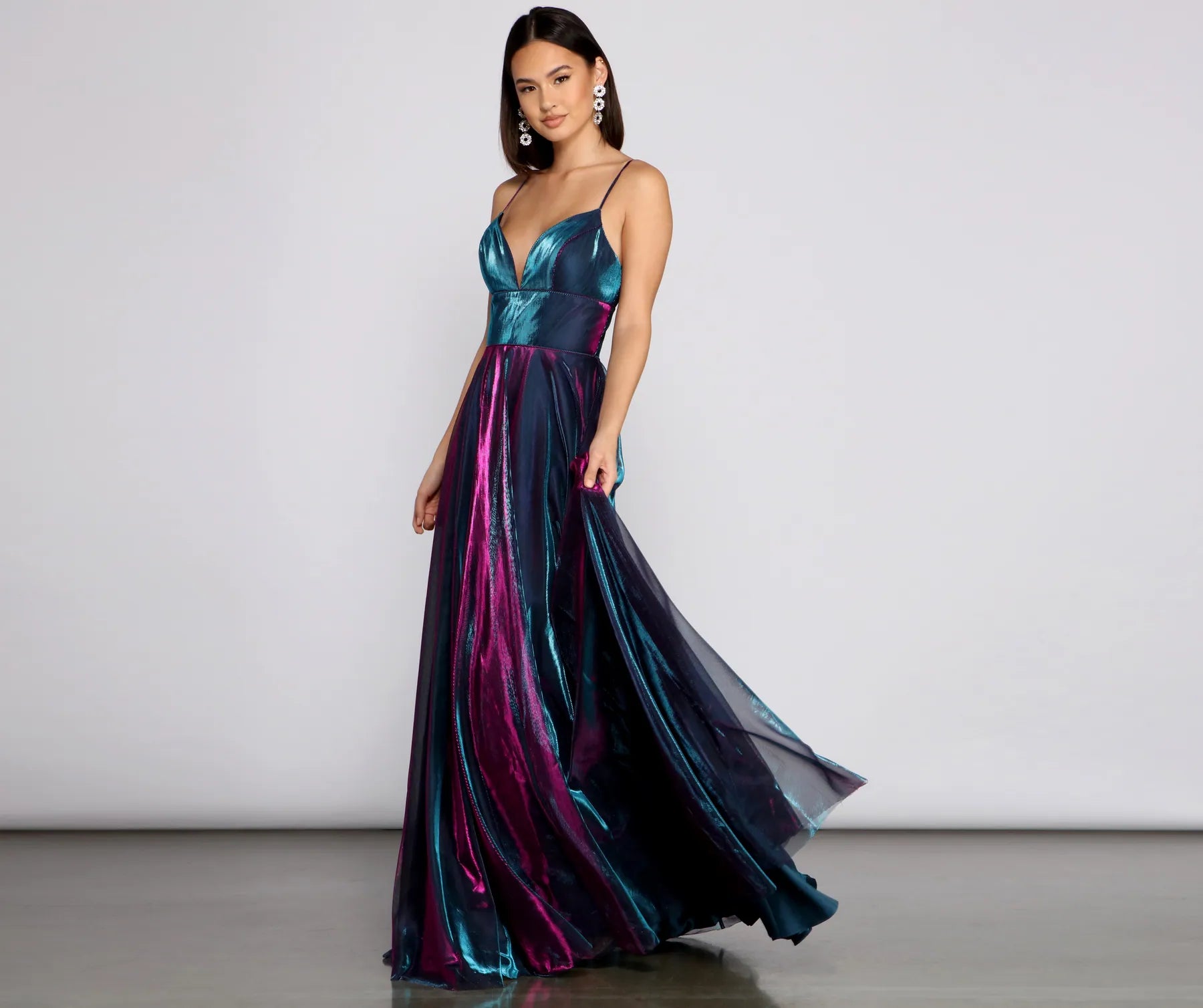 Fashion-forward styles that make a statement   Vanda Formal Iridescent Metallic Dress