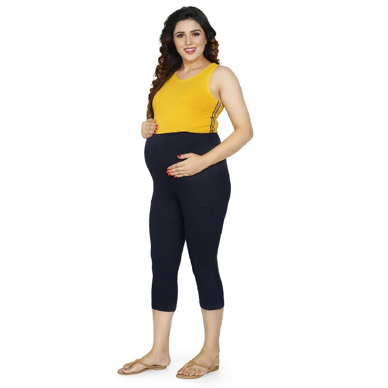 Chic, modern fashion for empowered women Baby Moo Soft And Comfy Mid-Calf Length Maternity Pant Solid - Navy Blue Chic, modern fashion for empowered women Baby Moo Soft And Comfy Mid-Calf Length Maternity Pant Solid - Navy Blue