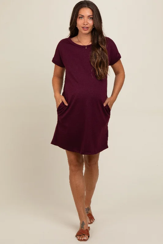 Latest fashion trends for modern women Burgundy Short Sleeve T-Shirt Maternity Dress Latest fashion trends for modern women Burgundy Short Sleeve T-Shirt Maternity Dress