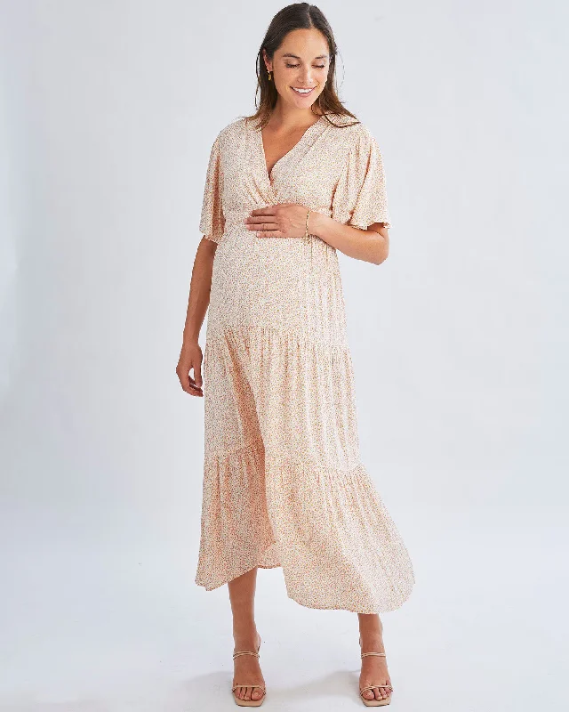 Versatile fashion options for every occasion Cara Maternity Maxi Dress in Creamy Floral Glow Versatile fashion options for every occasion Cara Maternity Maxi Dress in Creamy Floral Glow