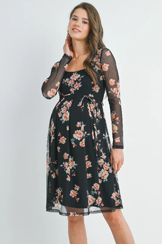 Effortlessly stylish outfits for the modern woman Floral Tie Waist Long Sleeve Square Neck Maternity Dress Effortlessly stylish outfits for the modern woman Floral Tie Waist Long Sleeve Square Neck Maternity Dress