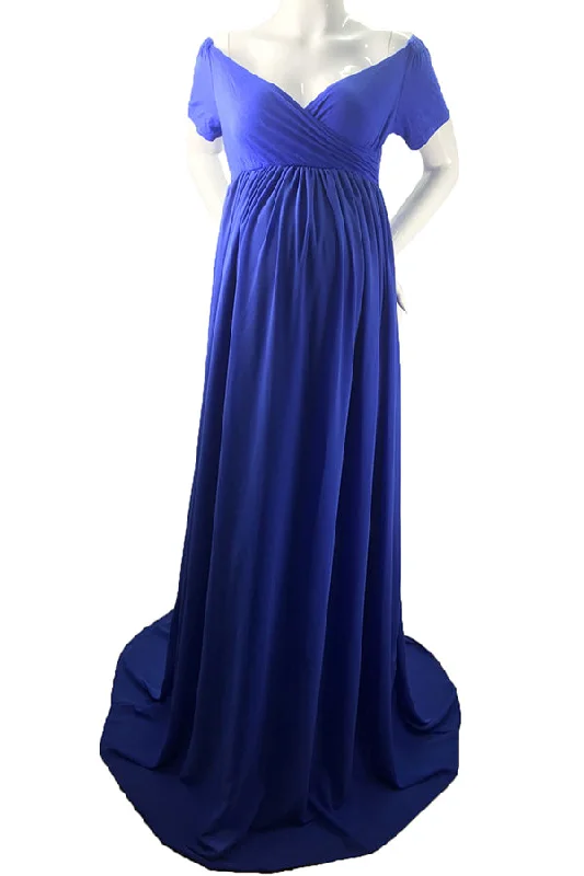 Fashionable women’s clothing that makes you shine Off-the-shoulder Maxi Maternity Dress With Short Sleeves Fashionable women’s clothing that makes you shine Off-the-shoulder Maxi Maternity Dress With Short Sleeves