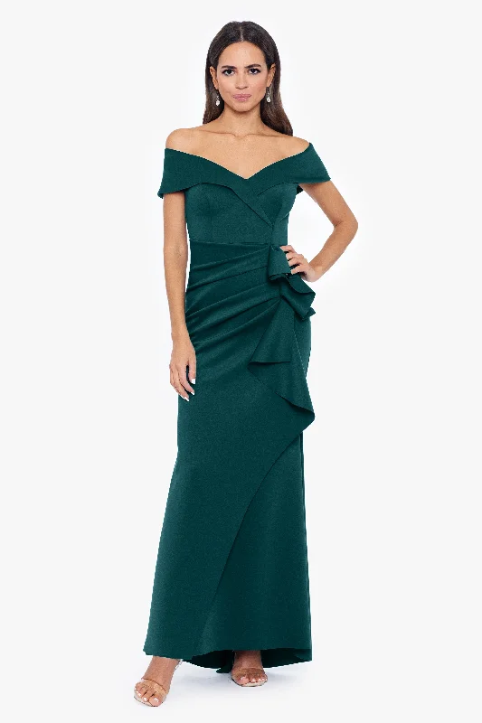Fashion-forward women’s clothing on a budget Petite "Patti" Long Off the Shoulder Scuba Crepe Dress Fashion-forward women’s clothing on a budget Petite "Patti" Long Off the Shoulder Scuba Crepe Dress
