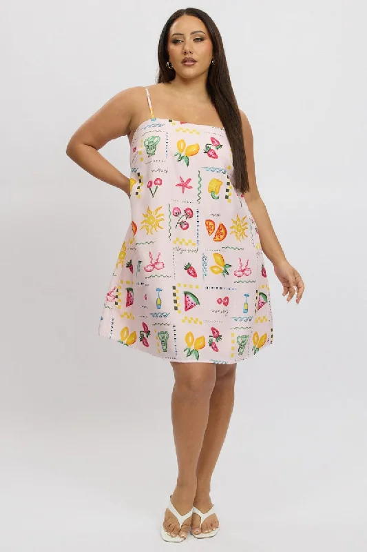 The ultimate destination for women’s clothing   Pink Abstract Shift Mini Dress