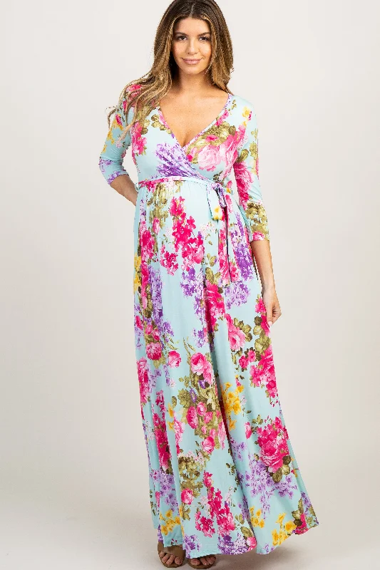Perfect fashion pieces for the busy woman   PinkBlush Mint Floral Sash Tie Maternity/Nursing Dress