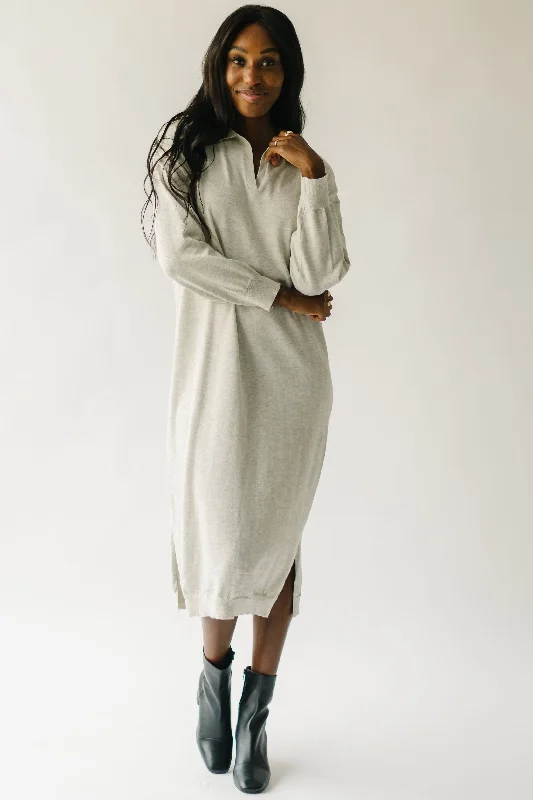 Affordable fashion that looks high-end The Fahlgren Collared Sweater Dress in Heather Grey Affordable fashion that looks high-end The Fahlgren Collared Sweater Dress in Heather Grey