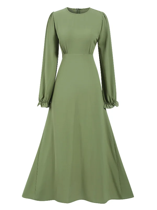 Chic, modern looks for the stylish woman   1940s Solid Long sleeve A-line Dress