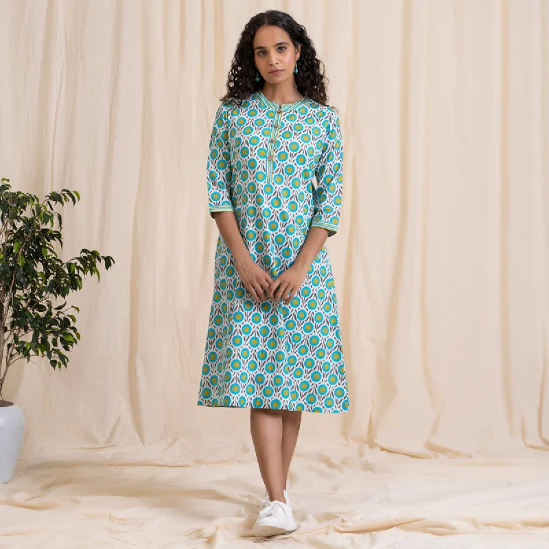 Clothing that’s as bold as you are   Cotton A-Line Dress for Women | Blue & Green