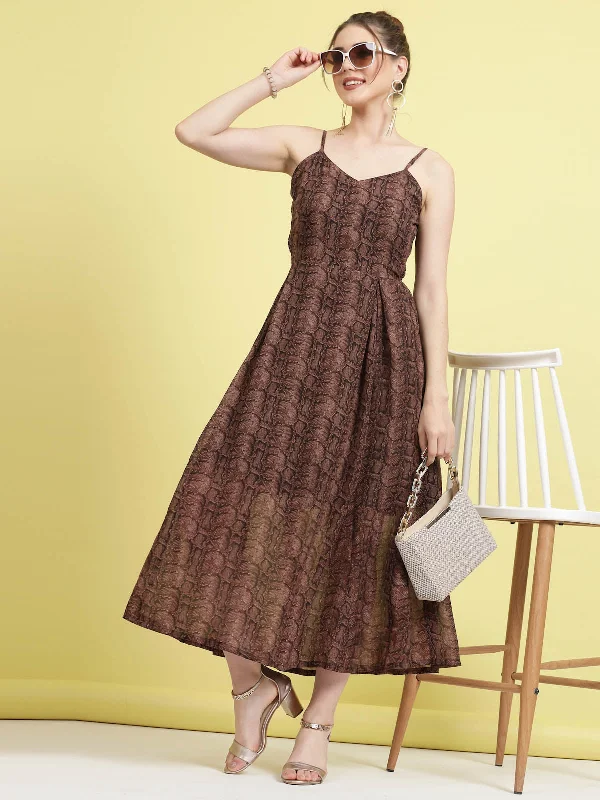 Curated collections for modern, fashionable women Animal Printed Shoulder Straps A-Line Dress Curated collections for modern, fashionable women Animal Printed Shoulder Straps A-Line Dress