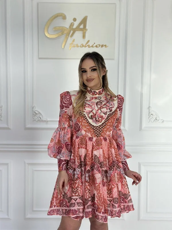 Versatile fashion for every type of woman Floral Print Vintage High Neck A Line Dress Versatile fashion for every type of woman Floral Print Vintage High Neck A Line Dress