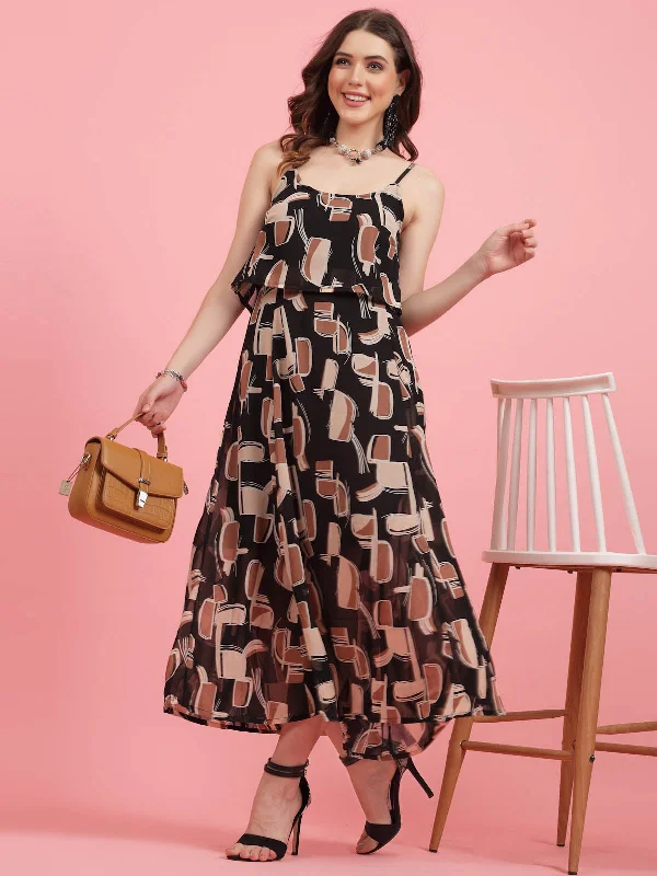 Confidence-boosting clothing for women Geometric Printed Shoulder Straps A-Line Dress Confidence-boosting clothing for women Geometric Printed Shoulder Straps A-Line Dress