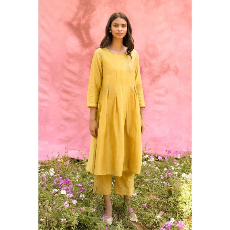Refresh your wardrobe with stylish women’s outfits   Chanderi Silk A-Line Dress | Mustard