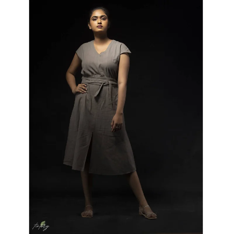 Elevate your style with fashionable women’s clothing   Cotton Iris A-Line Dress | Charcoal