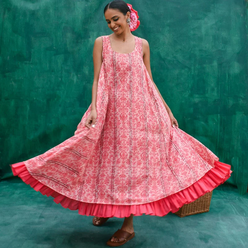 Casual yet chic women’s outfits for work or play   Organic Cotton A-Line Dress | Pink | Printed