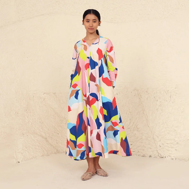 Versatile fashion options for every occasion Cotton Poplin A-Line Dress for Women | Printed | V-Neck | Multicolour Versatile fashion options for every occasion Cotton Poplin A-Line Dress for Women | Printed | V-Neck | Multicolour
