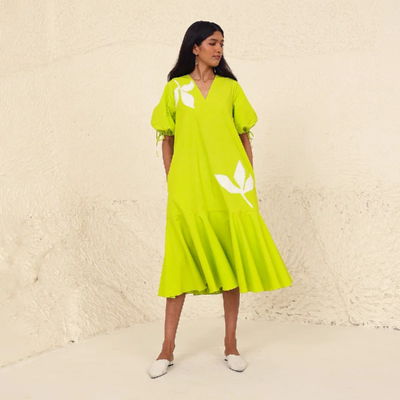 Essential women’s clothing for every season Cotton Poplin A-Line Dress for Women | Puffed Sleeves | Lime Essential women’s clothing for every season Cotton Poplin A-Line Dress for Women | Puffed Sleeves | Lime