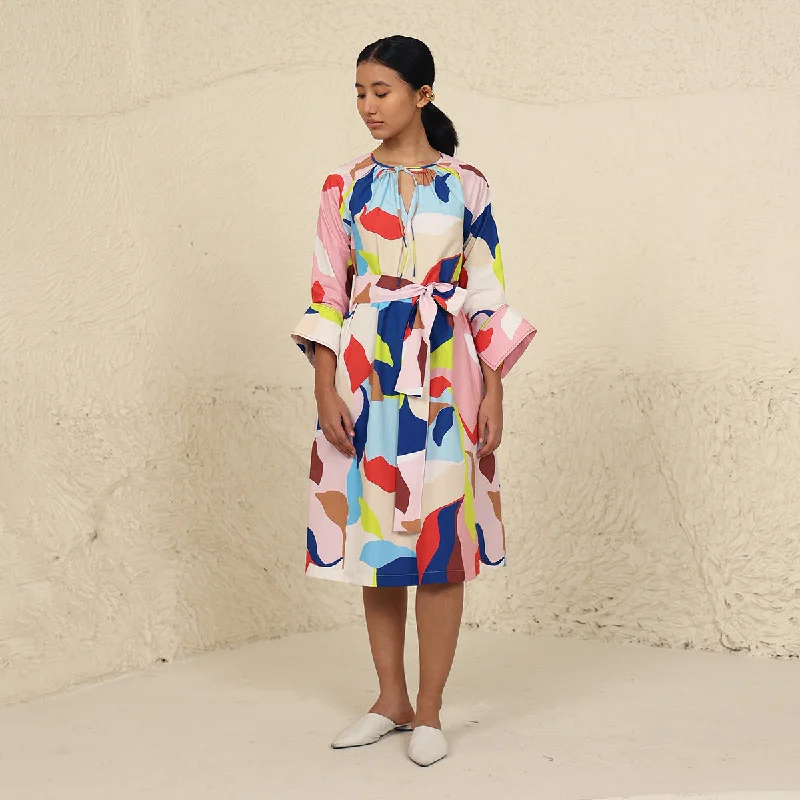 Elegant evening wear for special events Cotton Poplin A-Line Dress for Women | V Neck | Multicolour Elegant evening wear for special events Cotton Poplin A-Line Dress for Women | V Neck | Multicolour