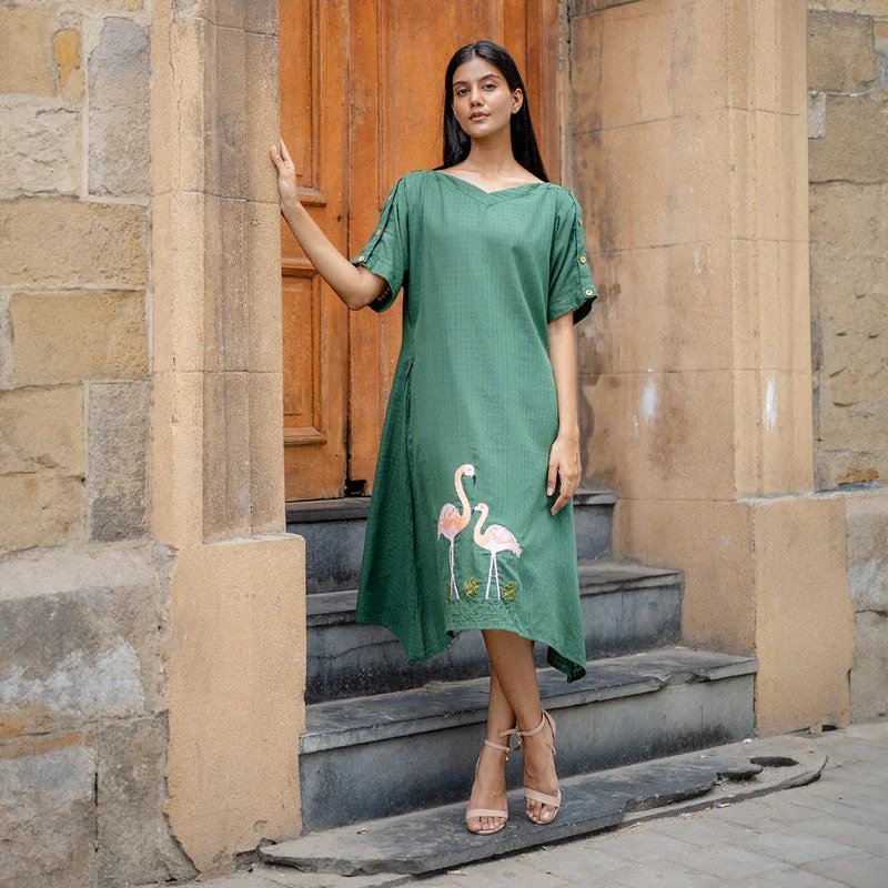 Women’s clothing that fits your personality and style Cotton A-Line Dress for Women | Green | Hand Embroidered Women’s clothing that fits your personality and style Cotton A-Line Dress for Women | Green | Hand Embroidered